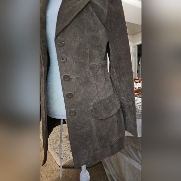 Vintage Y2K RUE 21 100% Genuine Leatger Suede Tailored Jacket. Brown.Size SM - Picture 8 of 16